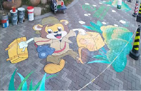 金湖夏季画地面彩绘会遇到的问题