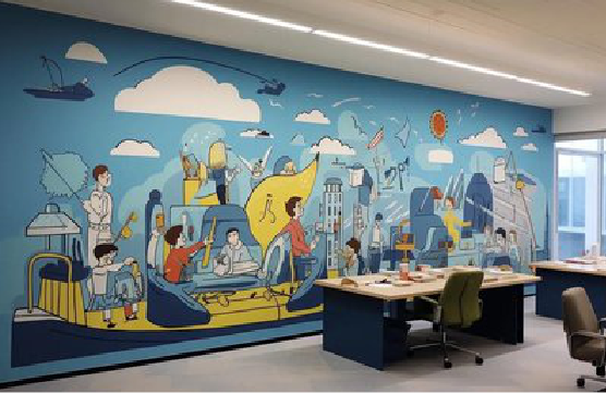 金湖办公室墙绘的特点。
