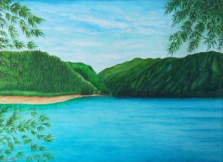 金湖在墙绘中，如何绘画绿水青山？